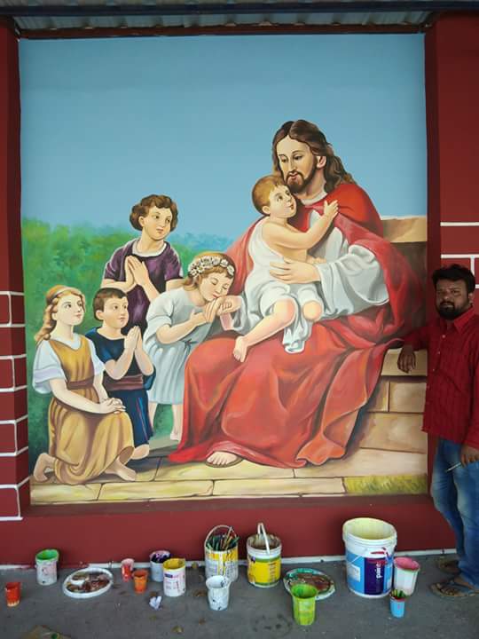 Jesus 3d wall painting 